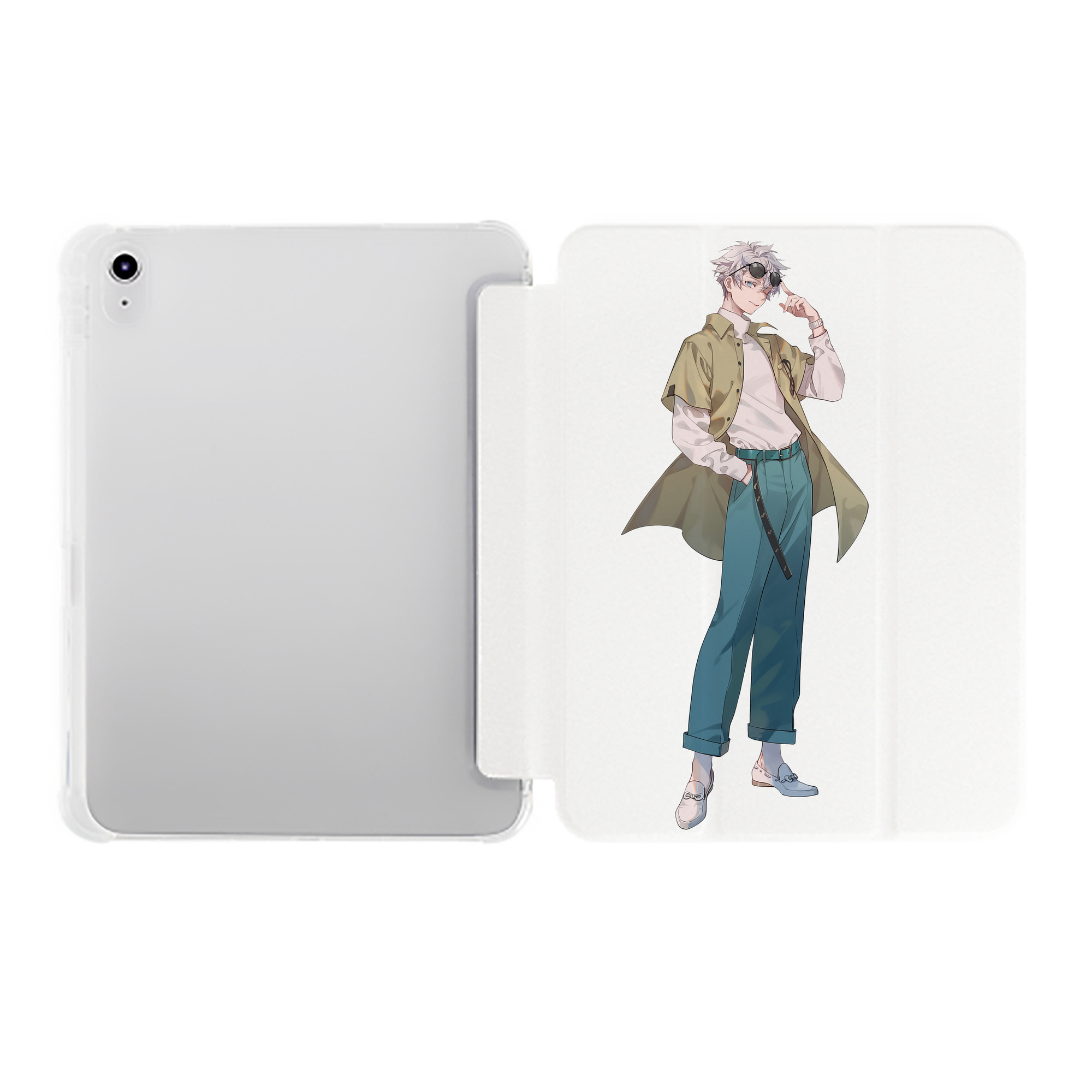 （画像用） 呪術廻戦 Jujutsu Kaisen IPad ケース ペン収納付き 三つ折りスタンド PUレザー×シリコン 対応機種9.5/10.5/10.9インチ